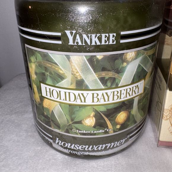Yankee Candle BUNDLE 22oz Black Band HOLIDAY BAYBERRY & Oil Christmas RARE HTF - Picture 2 of 5